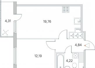 Продам 1-комнатную квартиру, 42.3 м2, Ленинградская область