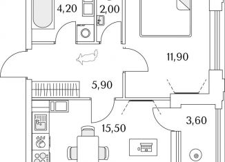 Продам 1-комнатную квартиру, 41.3 м2, Санкт-Петербург, метро Комендантский проспект