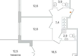 Продажа 2-комнатной квартиры, 61.7 м2, Пушкин