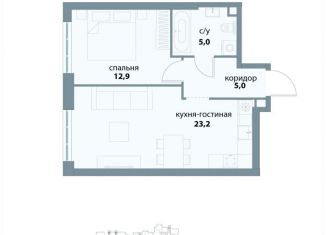 Однокомнатная квартира на продажу, 46.1 м2, Москва, улица Лобачевского, 114с1, район Раменки