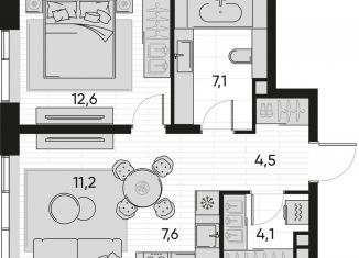 Продается 2-ком. квартира, 47.1 м2, Москва, станция Савёловская, Полковая улица, 1с7