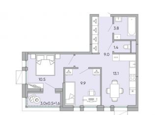 Продам 2-комнатную квартиру, 49.2 м2, Чита