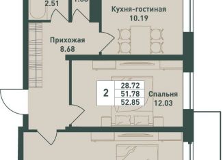 Продажа 2-ком. квартиры, 52.9 м2, Ленинградская область