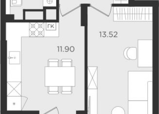 Однокомнатная квартира на продажу, 36.4 м2, Калининградская область, улица Старшины Дадаева, 55