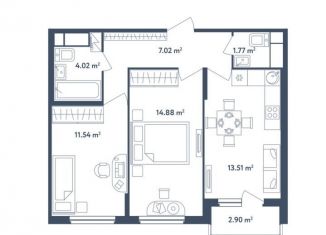 Продам 2-ком. квартиру, 54.2 м2, поселок Мещерино