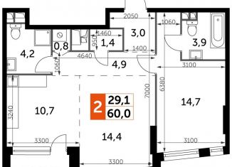 Продажа двухкомнатной квартиры, 60 м2, Москва, метро Нагатинская, Варшавское шоссе, 37Ак3