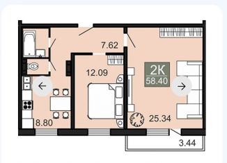 Продам 2-ком. квартиру, 58.4 м2, Забайкальский край