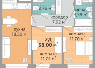 Продам двухкомнатную квартиру, 58 м2, Екатеринбург, Верх-Исетский район