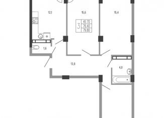 Продажа 3-ком. квартиры, 82.4 м2, Краснодар, Прикубанский округ