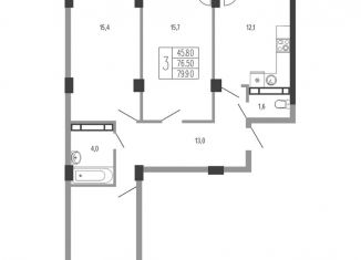 Продается 3-ком. квартира, 79.9 м2, Краснодар