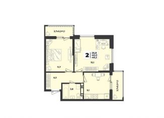 Продажа двухкомнатной квартиры, 48.2 м2, Краснодар, Прикубанский округ