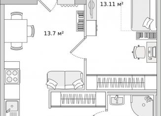 Продажа однокомнатной квартиры, 37.7 м2, Санкт-Петербург