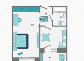 Продается 1-ком. квартира, 42.2 м2, Липецкая область, Минская улица, 4Б