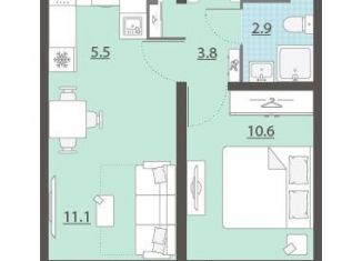 1-ком. квартира на продажу, 33.4 м2, Екатеринбург, ЖК Хрустальные Ключи, жилой комплекс Хрустальные Ключи, 5к4