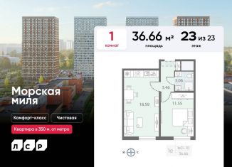 Продаю однокомнатную квартиру, 36.7 м2, Санкт-Петербург, метро Проспект Ветеранов