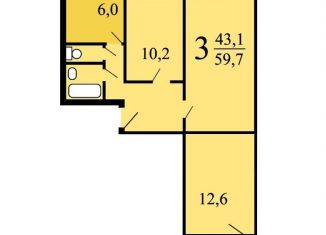 Продам трехкомнатную квартиру, 59.7 м2, Москва, улица Пришвина, 13Б, метро Алтуфьево