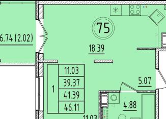 Продается 1-комнатная квартира, 39.4 м2, Санкт-Петербург