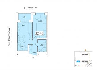 Продажа 2-ком. квартиры, 37.6 м2, Уфа, улица Пожарского, 40