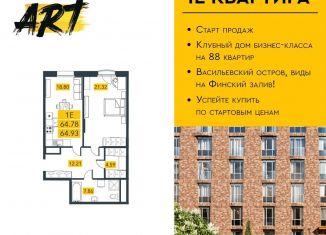 Продам 1-комнатную квартиру, 65.1 м2, Санкт-Петербург, муниципальный округ Гавань