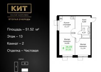 2-комнатная квартира на продажу, 51.5 м2, Мытищи