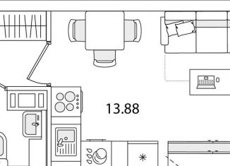 Квартира на продажу студия, 21.4 м2, Санкт-Петербург, улица Тамбасова, 5Н, муниципальный округ Сосновая Поляна