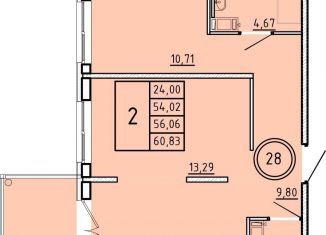 2-ком. квартира на продажу, 54 м2, посёлок Шушары