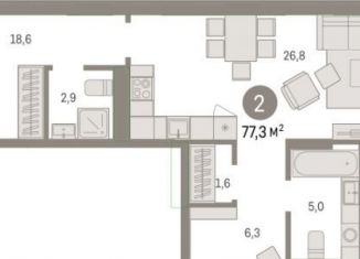 Продам двухкомнатную квартиру, 77.3 м2, Свердловская область, улица Пехотинцев, 2Д