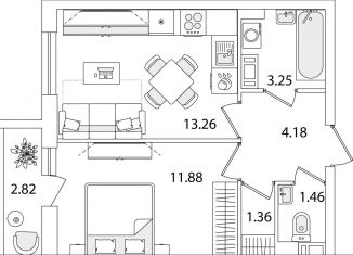 Продается однокомнатная квартира, 36.8 м2, Санкт-Петербург, улица Тамбасова, 5Н