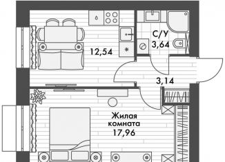 1-ком. квартира на продажу, 37.3 м2, поселок Октябрьский