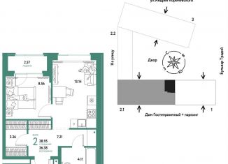 Продажа 2-комнатной квартиры, 39 м2, Тюмень, улица Новосёлов, 104, Калининский округ