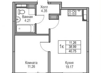 Продается 1-комнатная квартира, 39 м2, Санкт-Петербург, Приморский район, Ивинская улица, 1к3