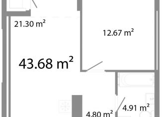 Двухкомнатная квартира на продажу, 43.7 м2, Челябинск