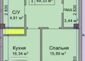 Продажа 1-комнатной квартиры, 49.3 м2, Нальчик, район Предгорный, улица Атажукина, 1