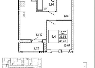 Продаю 1-ком. квартиру, 36.4 м2, Мурино, улица Шоссе в Лаврики, 53к2