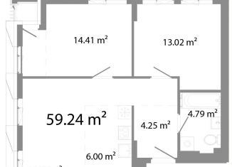 Продажа 3-ком. квартиры, 59.2 м2, Челябинская область