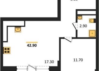 Однокомнатная квартира на продажу, 42.9 м2, Воронеж, Железнодорожный район