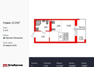 Продаю квартиру студию, 22.2 м2, Калининград