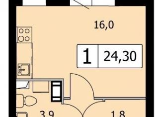 Продается однокомнатная квартира, 24.3 м2, Ленинградская область, Вересковая улица, 1к2