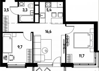 Продажа трехкомнатной квартиры, 51.5 м2, деревня Кондратово, улица Улановой, 7