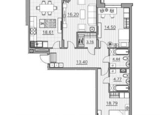 Продается трехкомнатная квартира, 93.9 м2, Казань