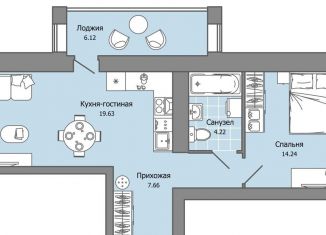 Продажа двухкомнатной квартиры, 49 м2, Ульяновск, жилой комплекс Город Новаторов, 3