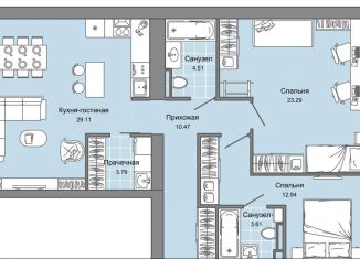 Продажа 3-комнатной квартиры, 89 м2, Киров, Ленинский район, улица 4-й Пятилетки, 86