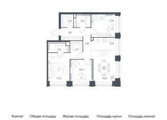 Продам трехкомнатную квартиру, 84.4 м2, Москва, жилой комплекс Нова, к2