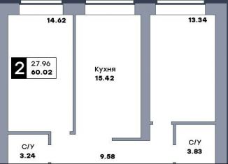 Продается 2-ком. квартира, 60 м2, Самара, метро Гагаринская