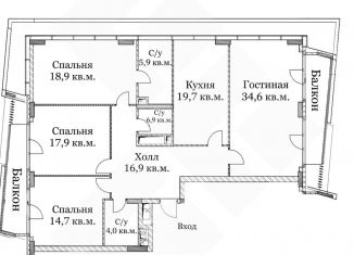 4-комнатная квартира на продажу, 147 м2, Москва, метро Мичуринский проспект, улица Янковского, 1к3