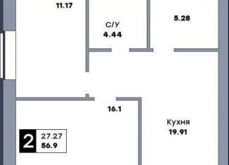 Продается 2-ком. квартира, 56.9 м2, Самара, метро Гагаринская