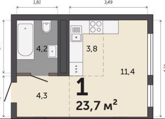 Продам квартиру студию, 23.7 м2, Свердловская область