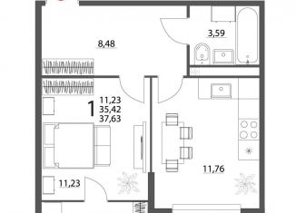 Продам квартиру студию, 37.6 м2, Берёзовский