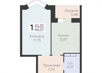 Продам однокомнатную квартиру, 44.1 м2, Орёл, Заводской район, улица Панчука, 83