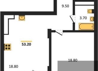 Продается однокомнатная квартира, 53.2 м2, Воронежская область